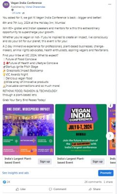 Vegan India Conference Facebook Carousel Ad